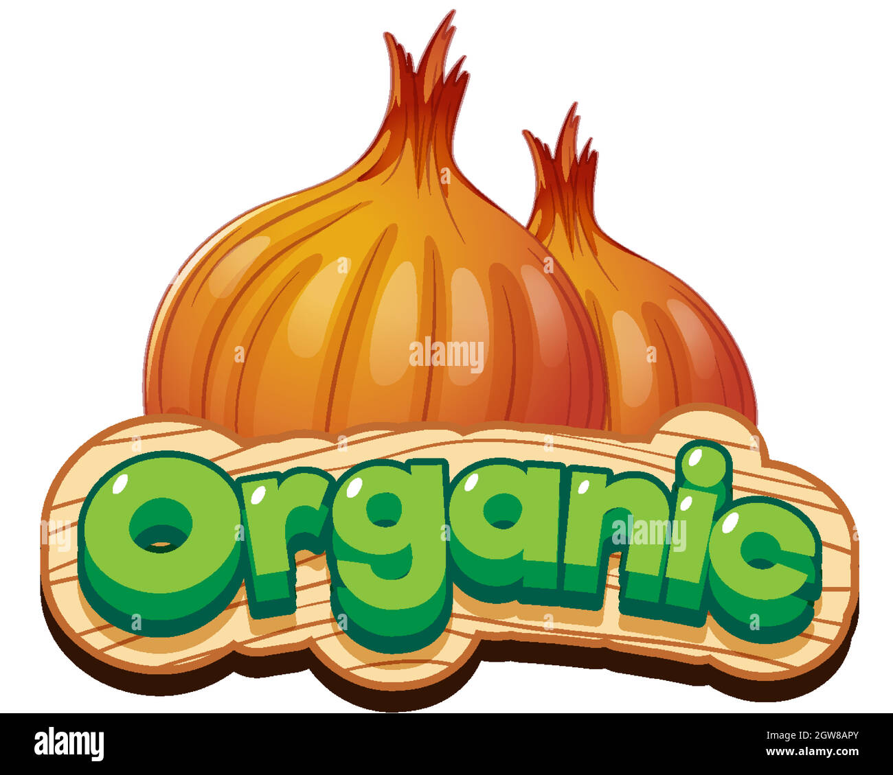 Font design for word organic with fresh onion Stock Vector