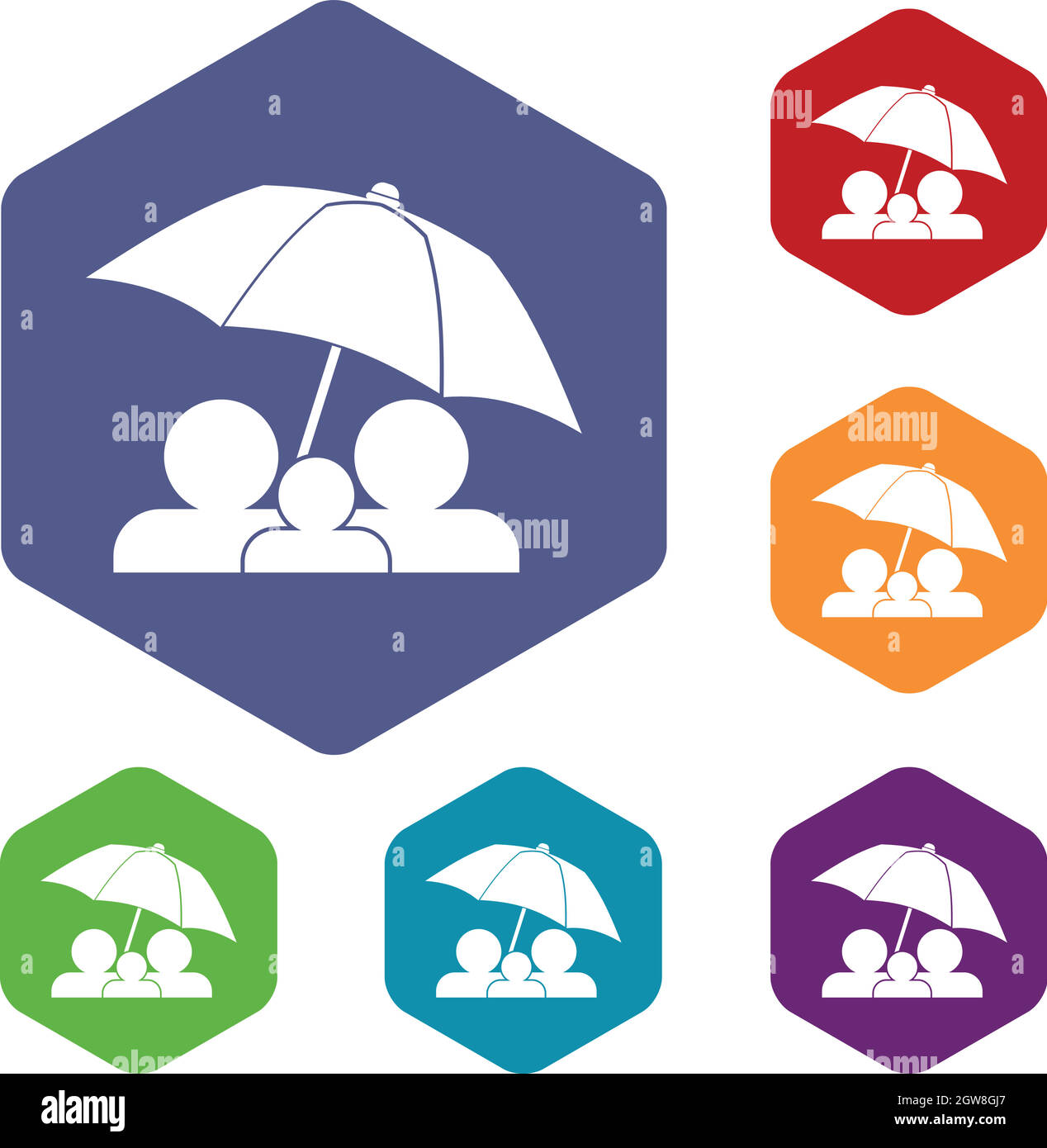 Family under umbrella icons set Stock Vector Image & Art - Alamy