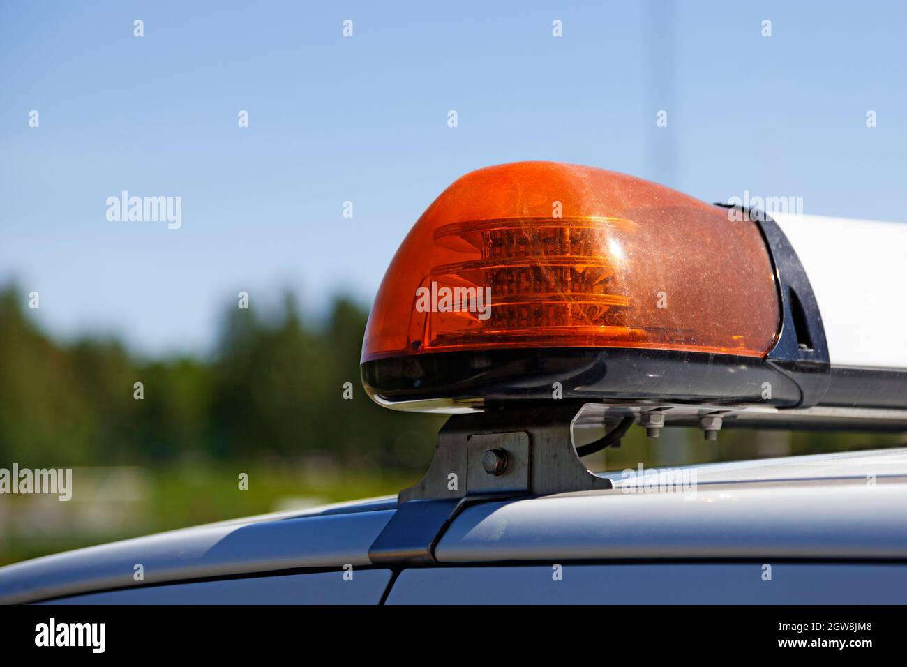 Orange Lights On Car Roofs That Rotate Stock Photo Alamy