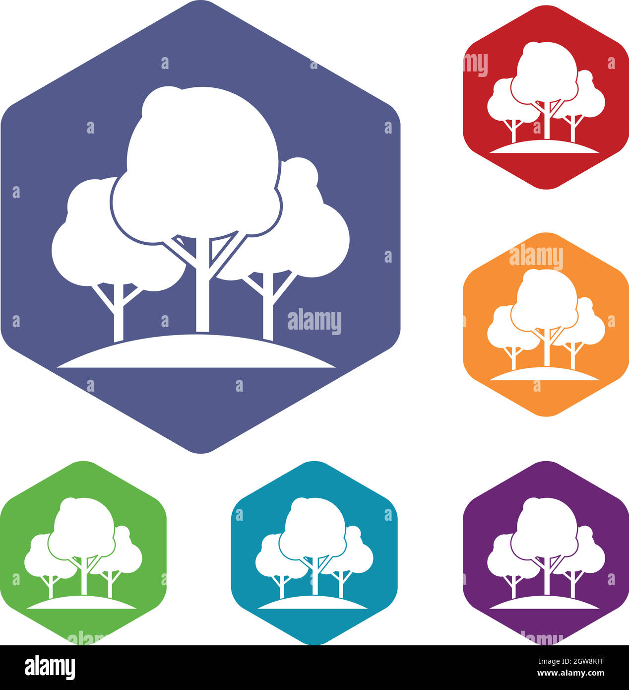 Forest trees icons set Stock Vector