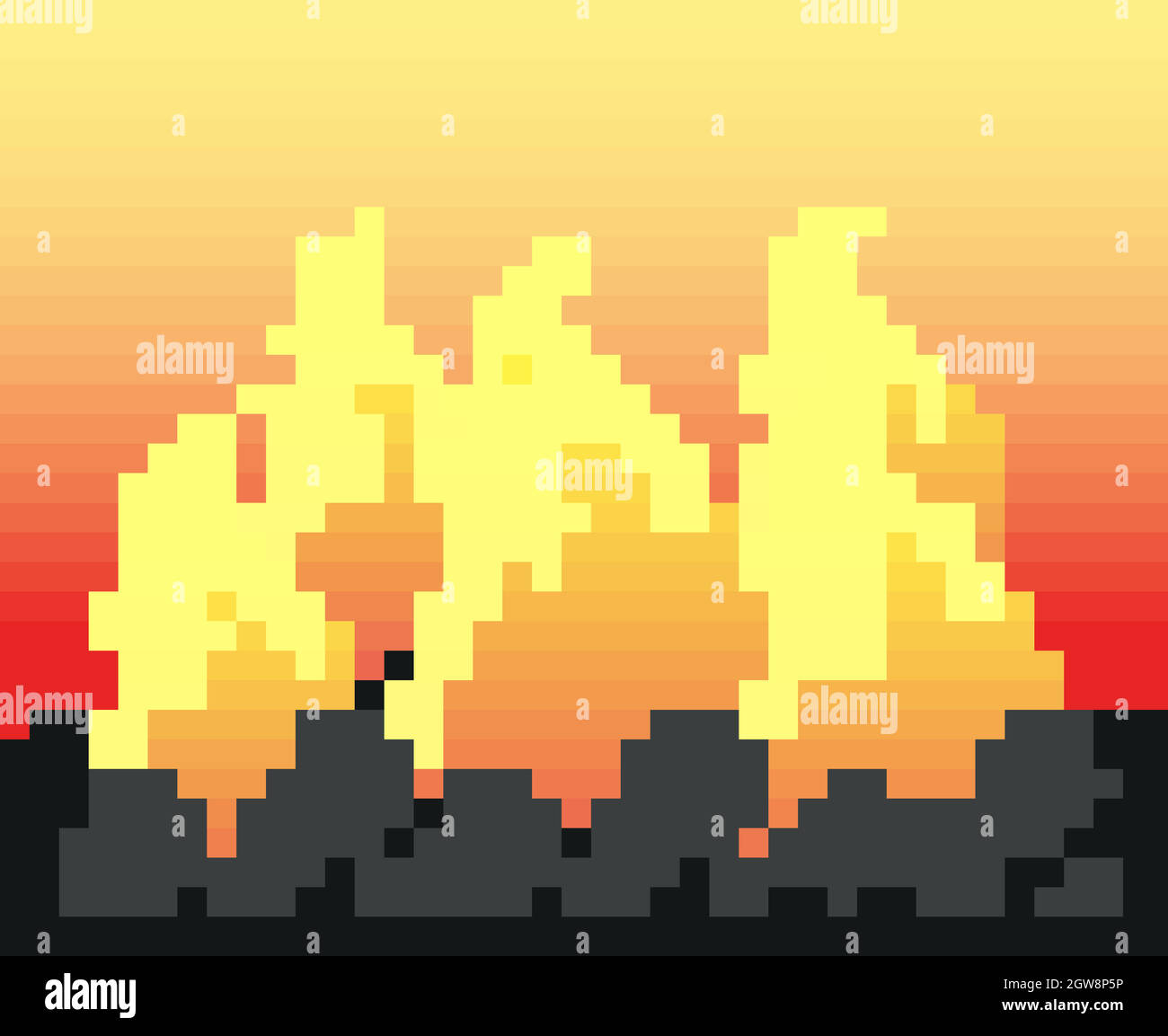 Burning fire on coal Stock Vector