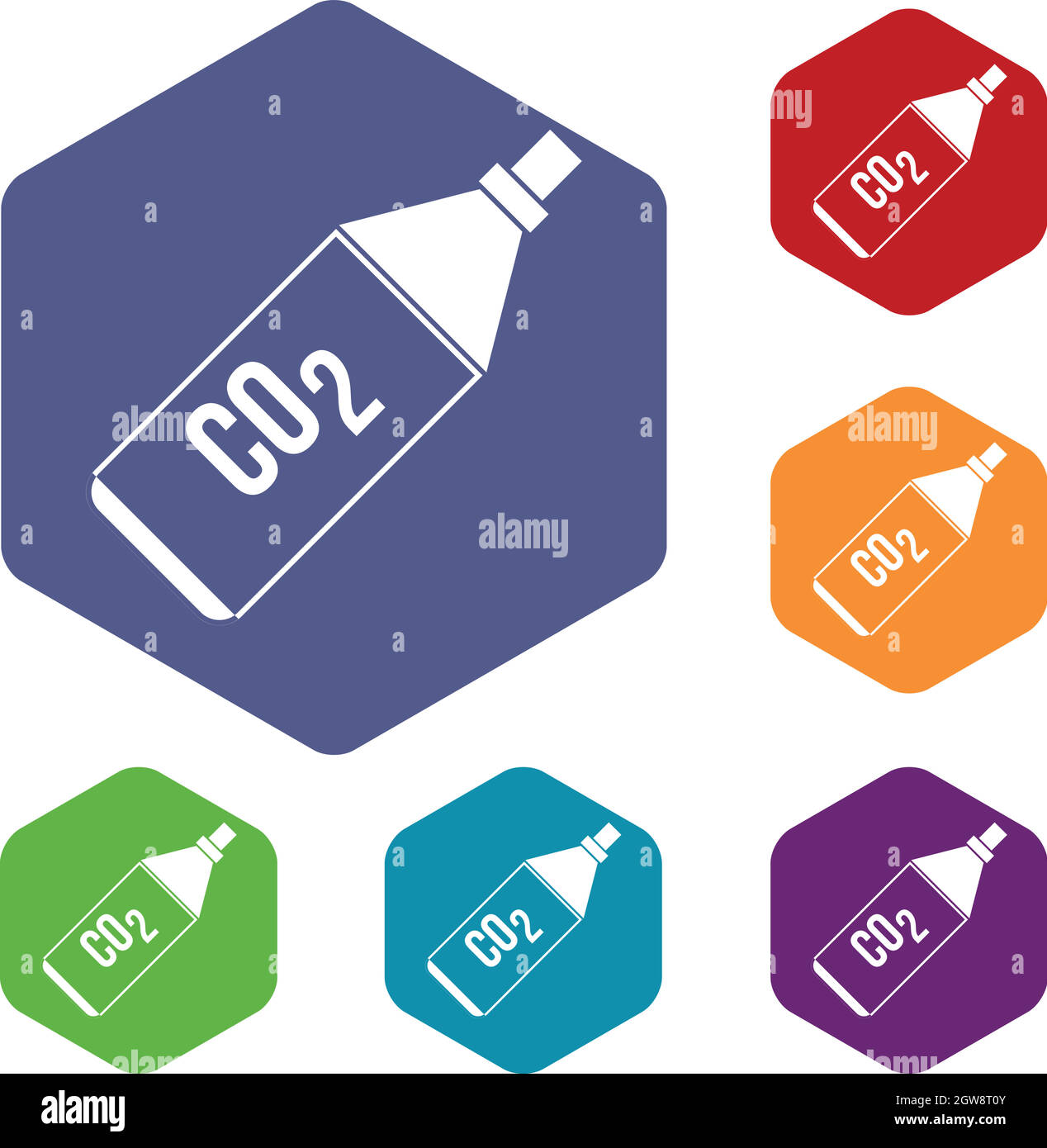 CO2 bottle icons set Stock Vector