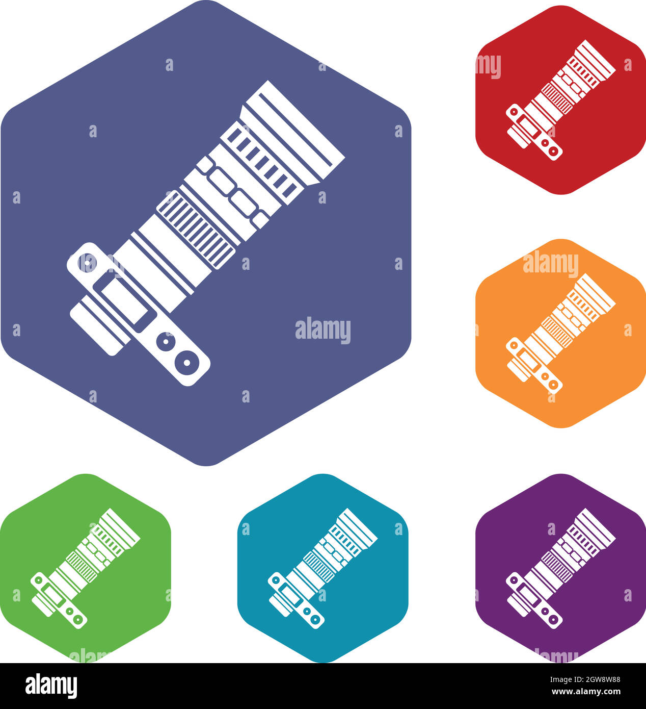 Dslr camera with zoom lens icons set Stock Vector Image & Art Alamy