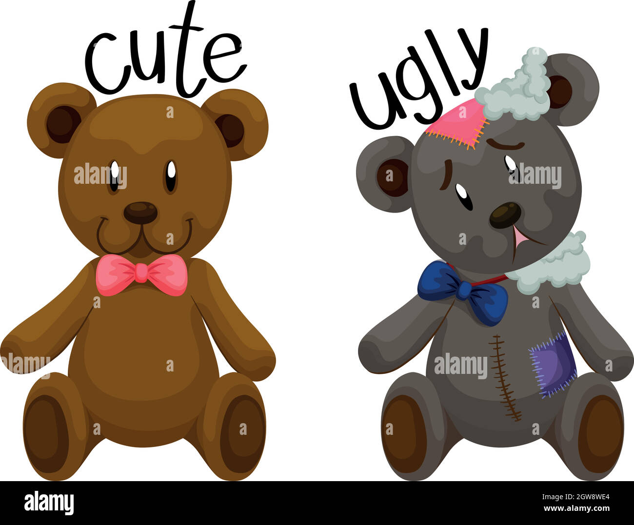 Cute teddy bear and ugly teddy bear Stock Vector Image & Art - Alamy