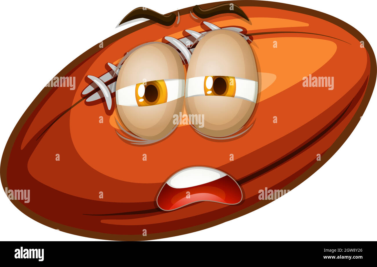 Rugbyball with sad face Stock Vector