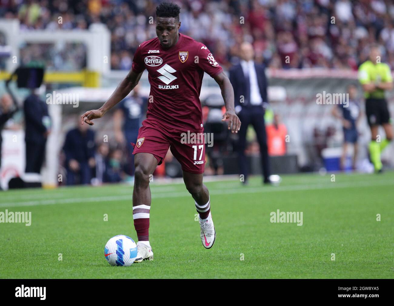TORINO ITALY- October 2  Stadio Olimpico Grande Torino Wilfred Singo during the Serie A match between Fc  Torino and Juventus Fc at Stadio Olimpico on October 2, 2021 in Torino, Italy. Credit: Christian Santi/Alamy Live News Stock Photo