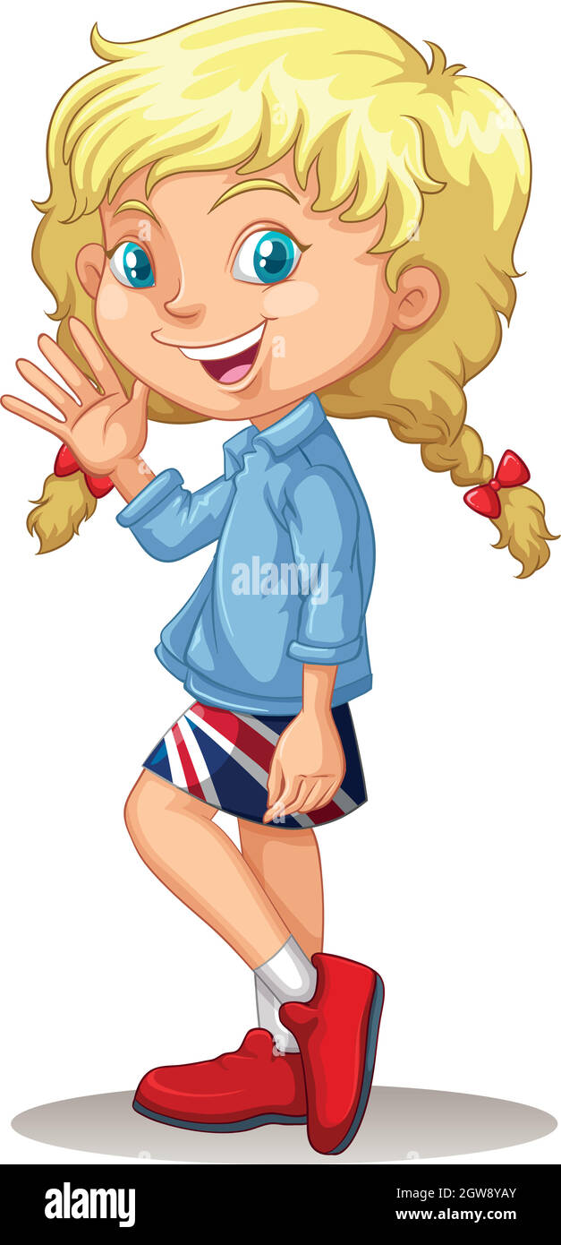 British girl waving hand Stock Vector Image & Art - Alamy