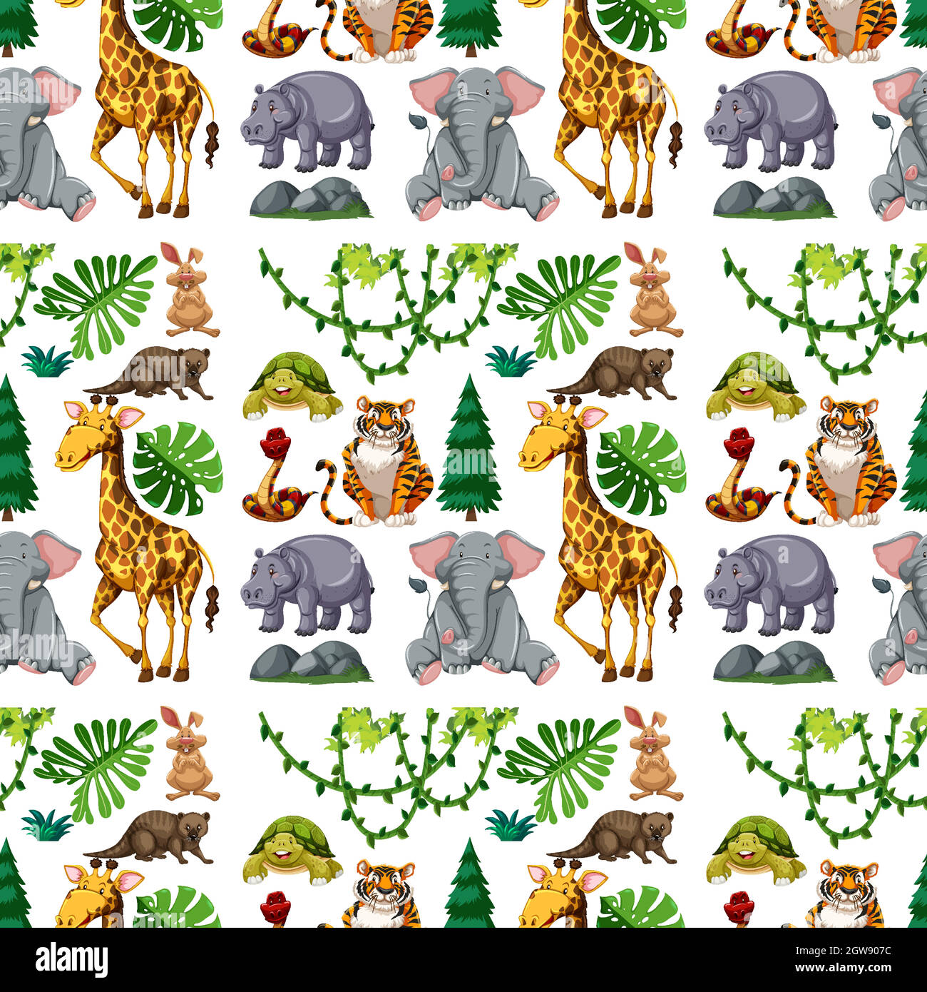 Safari animal seamless pattern with cute animal Stock Vector