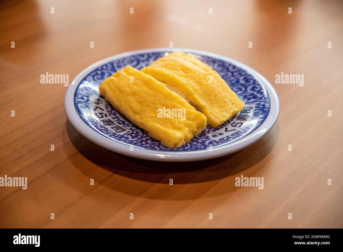 High Angle View Of Sushi In Plate On Table Stock Photo