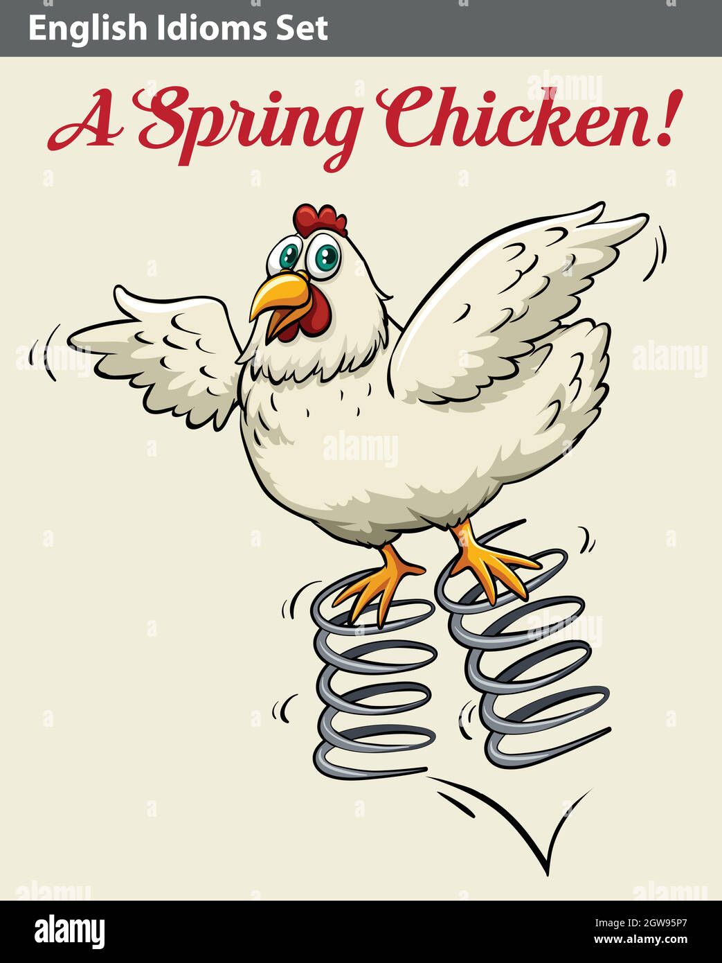 English idiom showing a spring chicken Stock Vector