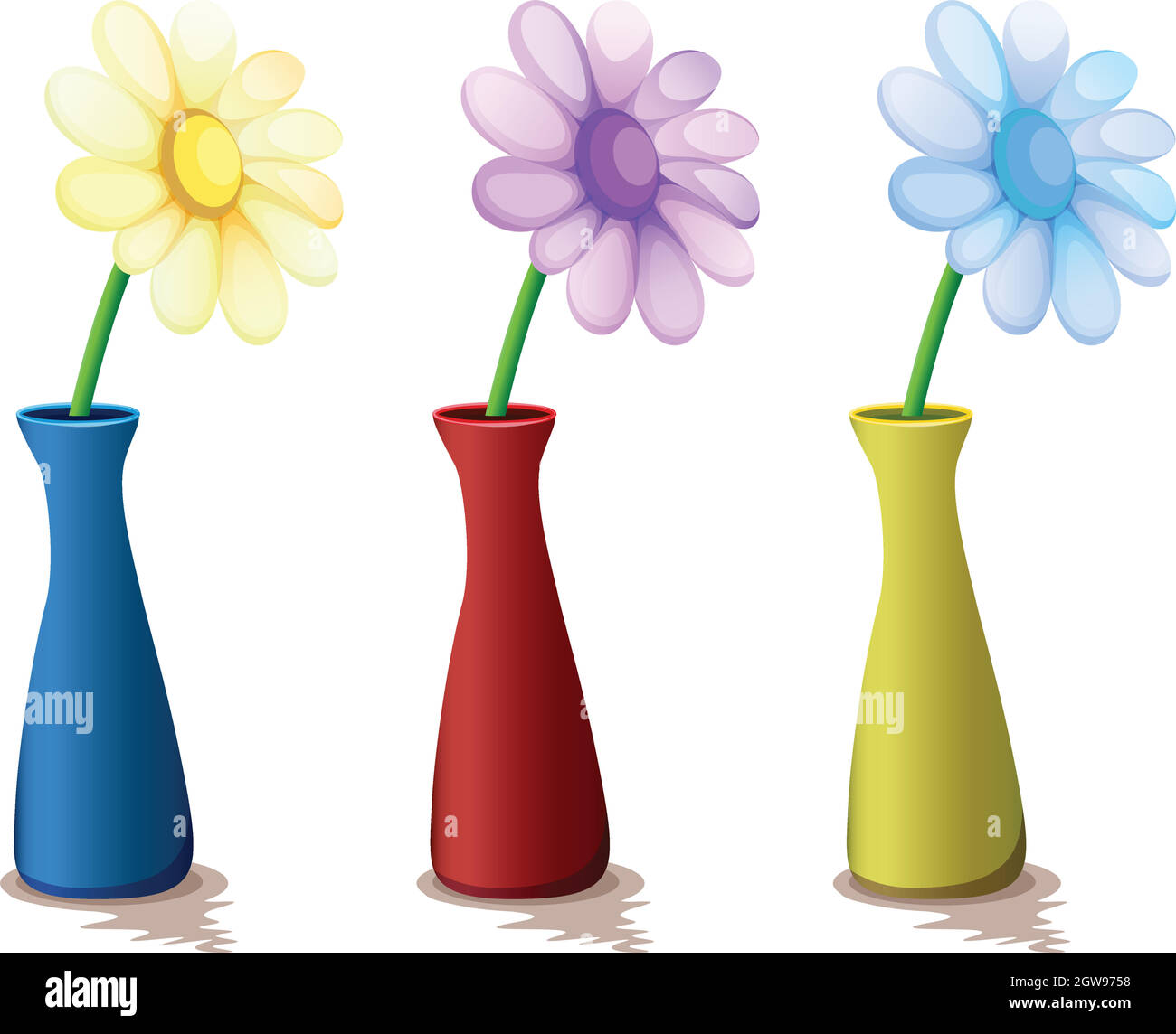 Colorful vases with flowers Stock Vector