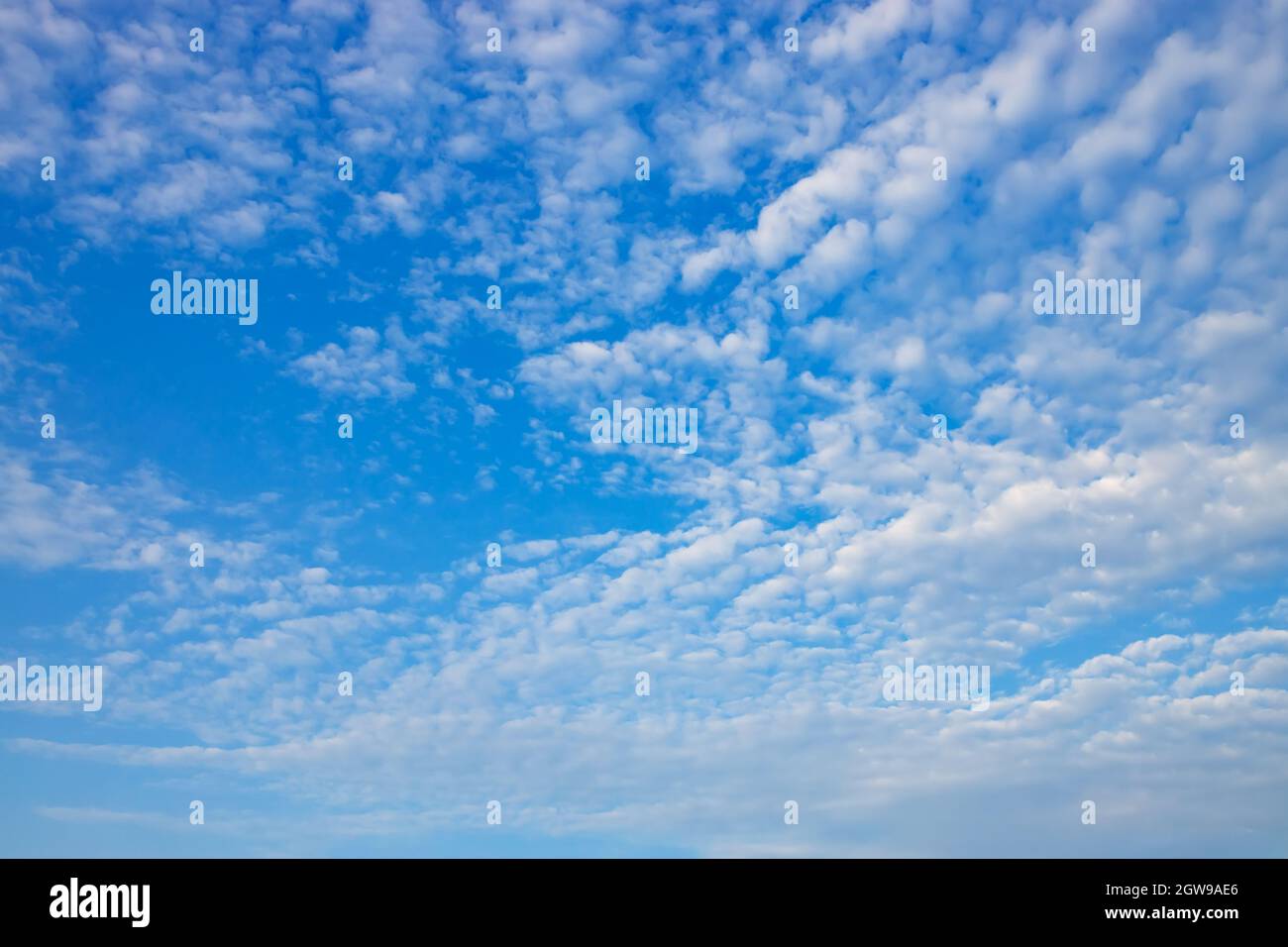blue sky with white spindrift clouds on day Stock Photo
