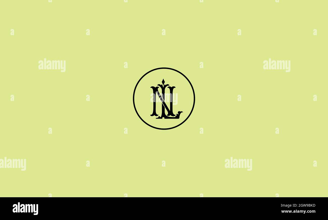 letters ln logo design with negative space effect for illustration use Stock Vector