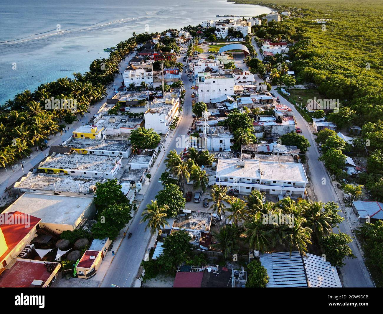 Seaside Lazy Village Of Mahahual, Located In Quintana Roo, Mexico Stock ...