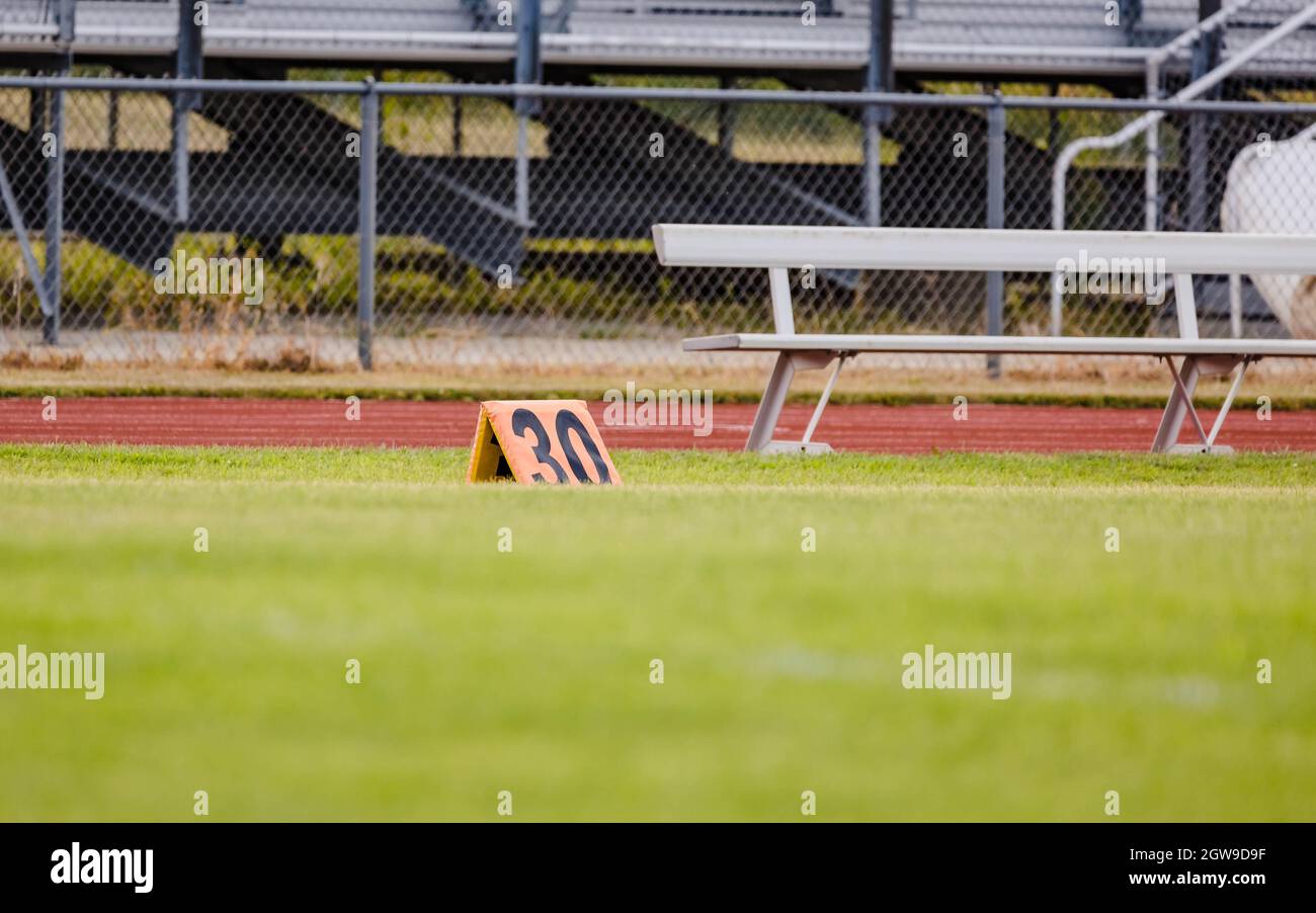 Twenty Yard Line Marker Ready For Rehearsal At Marching Band Rehearsal