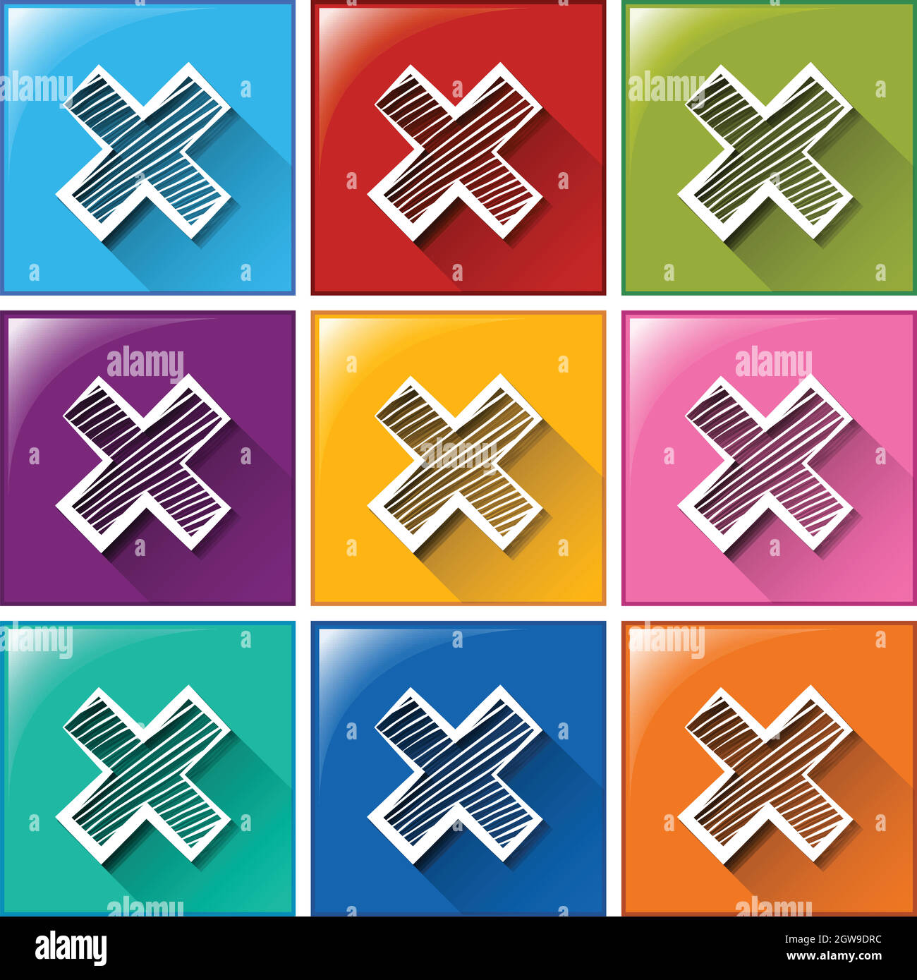 Buttons with multiplication operation Stock Vector