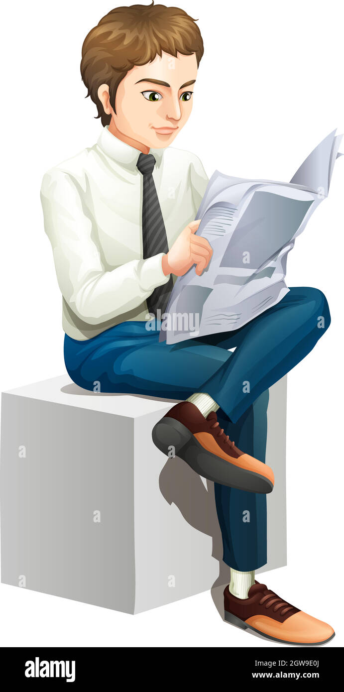 A man reading a newspaper Stock Vector