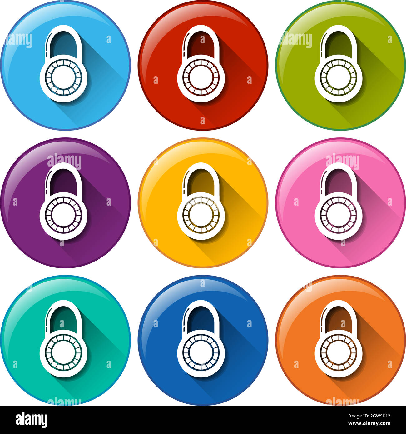 Circle buttons with padlocks Stock Vector