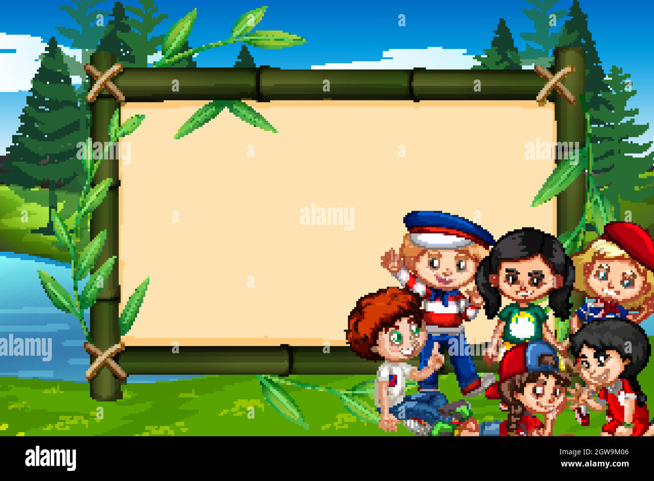 Banner template design with kids in the park Stock Vector Image & Art ...