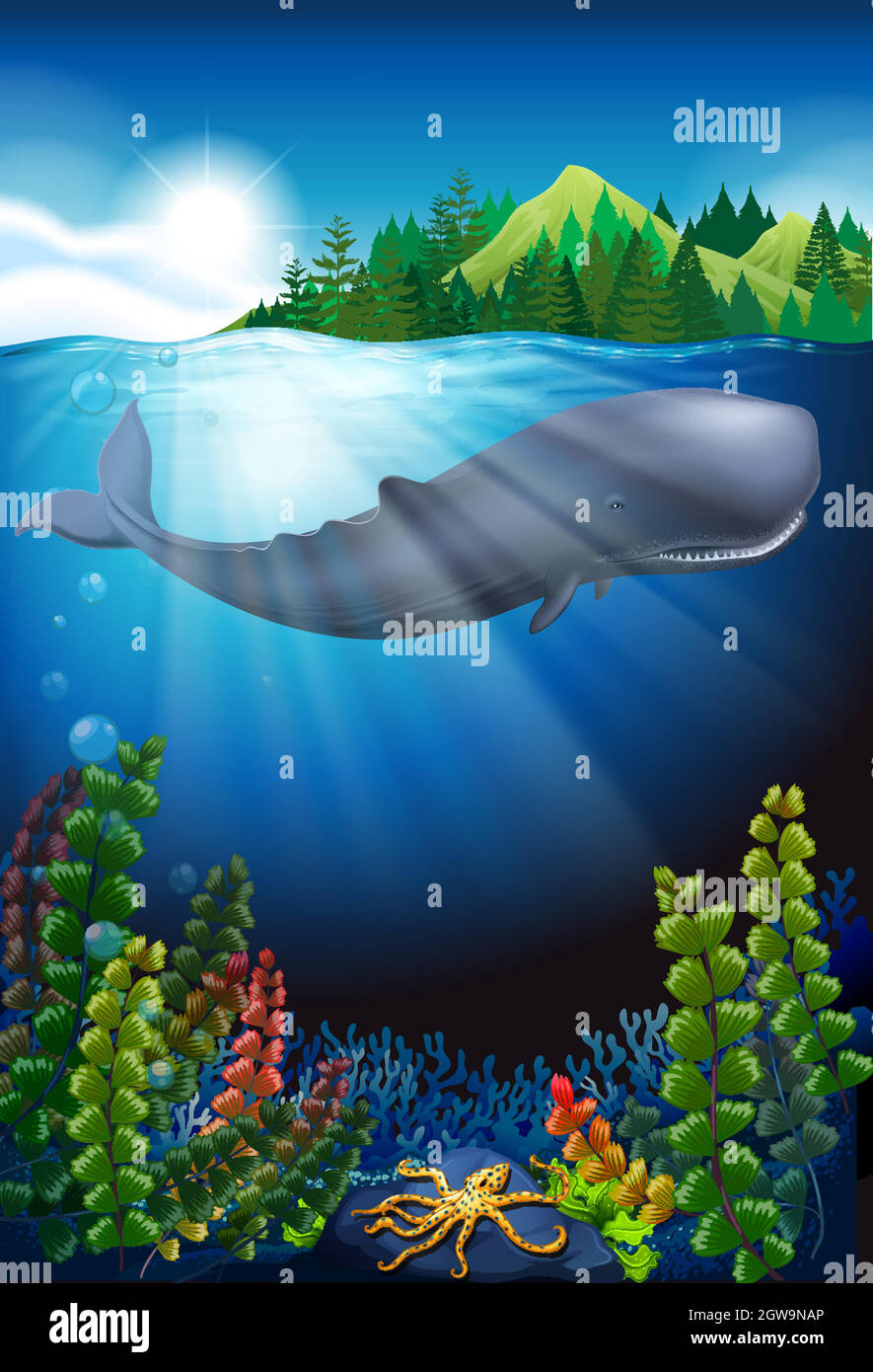 Whale ocean art Stock Vector Images - Alamy