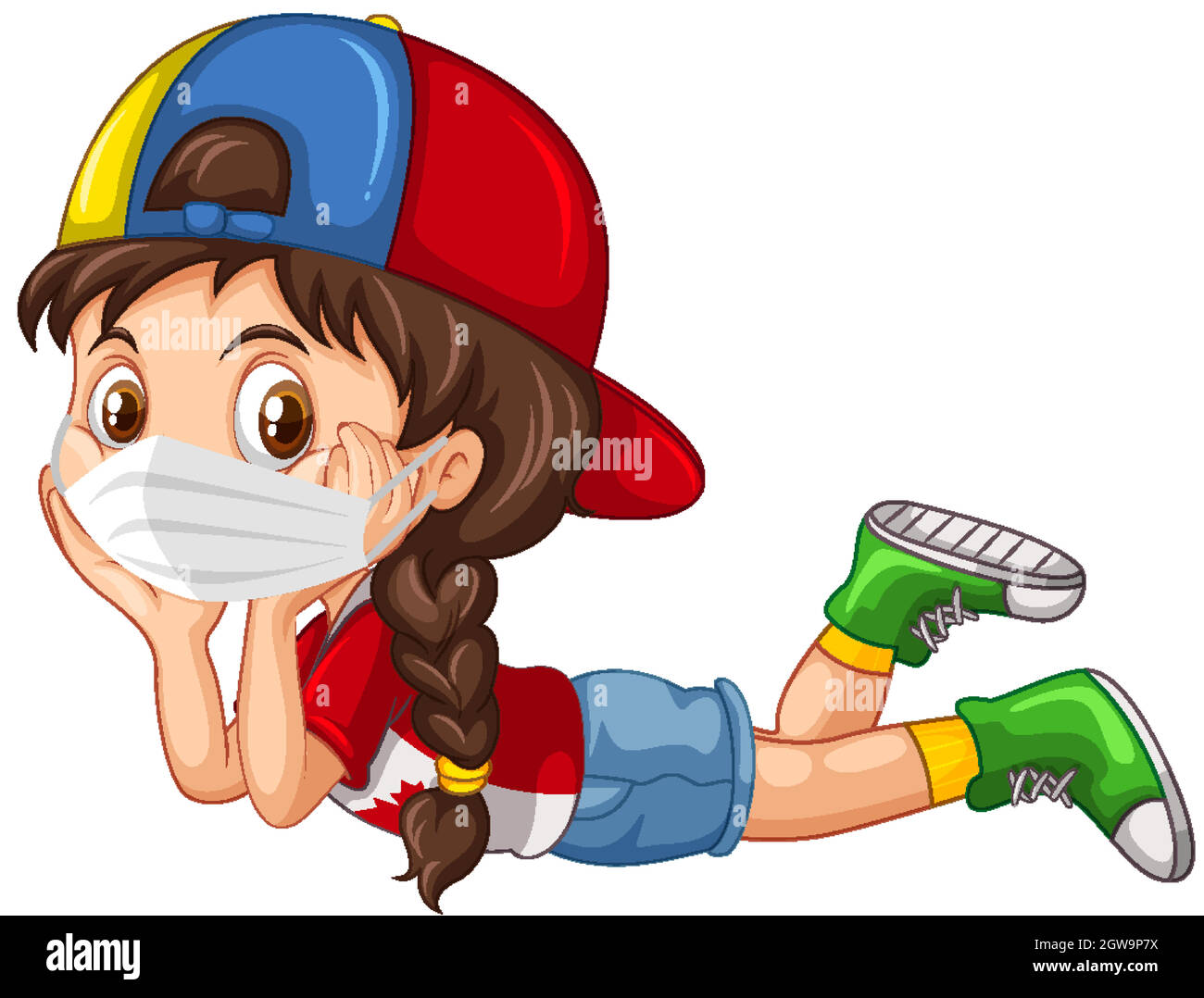 Girl cartoon character wearing mask Stock Vector Image & Art Alamy