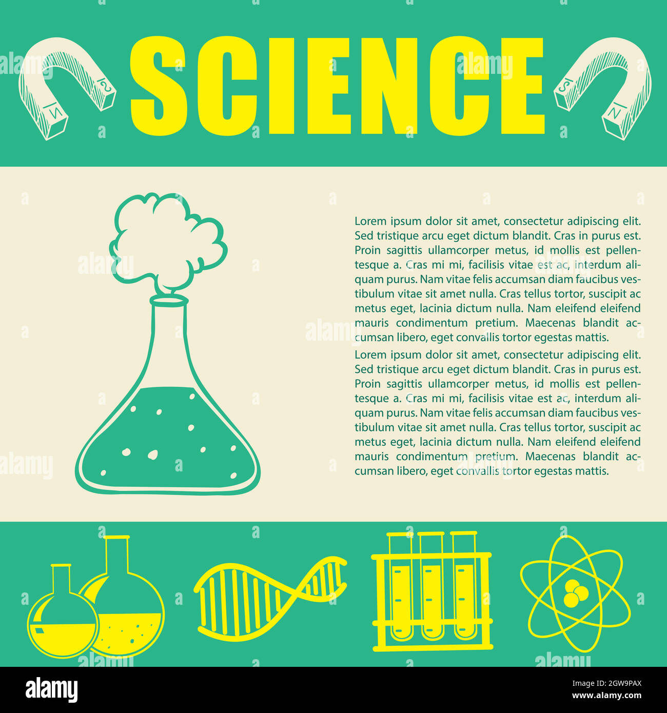 Banner design with science symbols Stock Vector