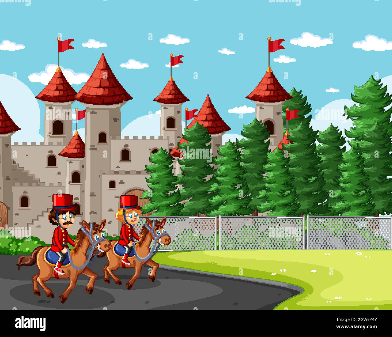 Fairytale scene with castle and soldier royal guard scene Stock Vector  Image & Art - Alamy