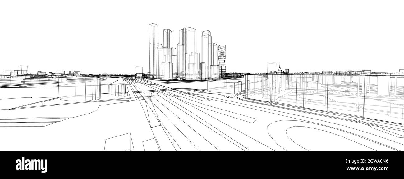 Vector 3d urban landscape. Buildings and roads Stock Vector Image & Art ...