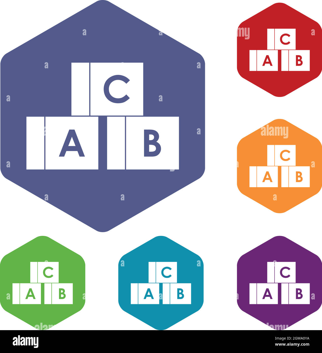 Alphabet cubes with letters A,B,C icons set Stock Vector Image & Art ...