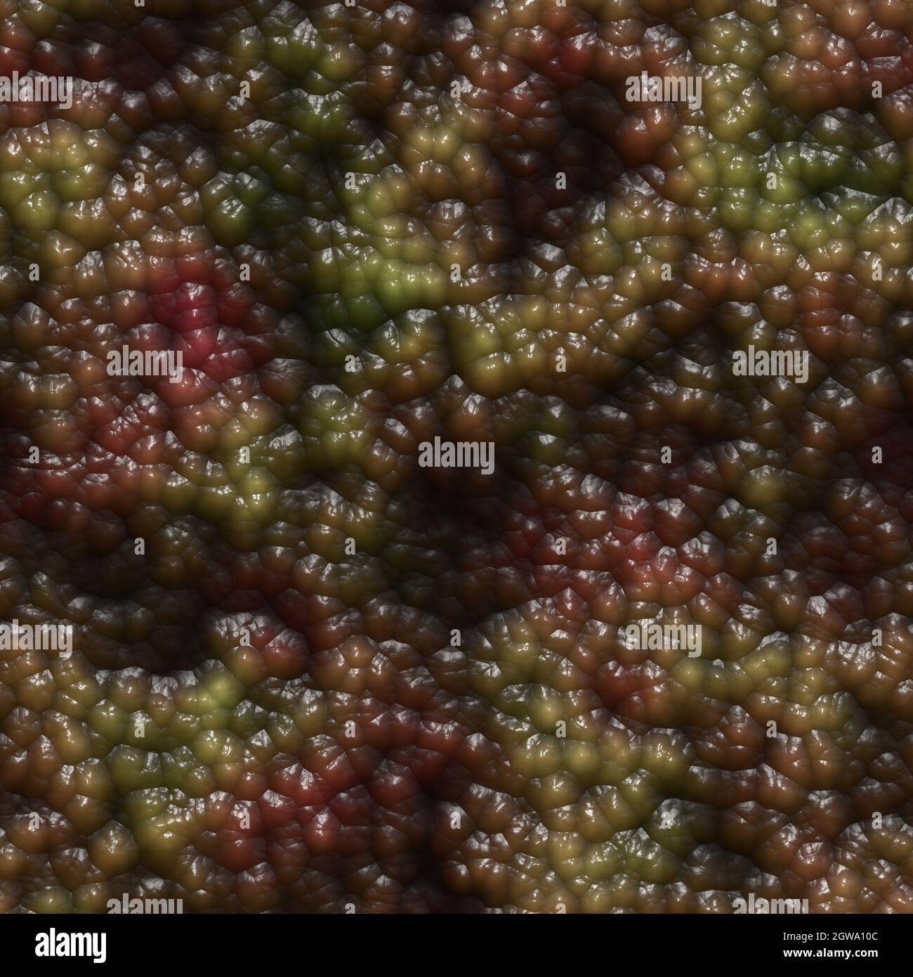 Putrid red green jelly bubbles of alien spawn 3D illustration seamless tile pattern Stock Photo
