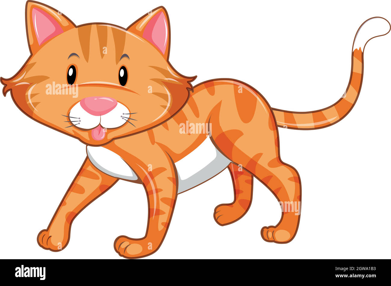 Ginger cat walking on white background Stock Vector Image & Art Alamy