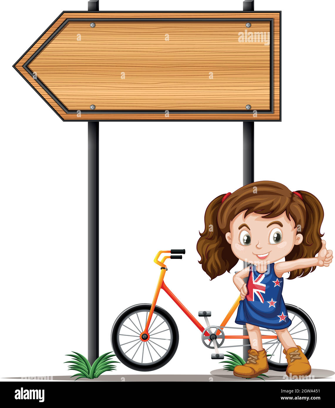 Little girl under the sign Stock Vector