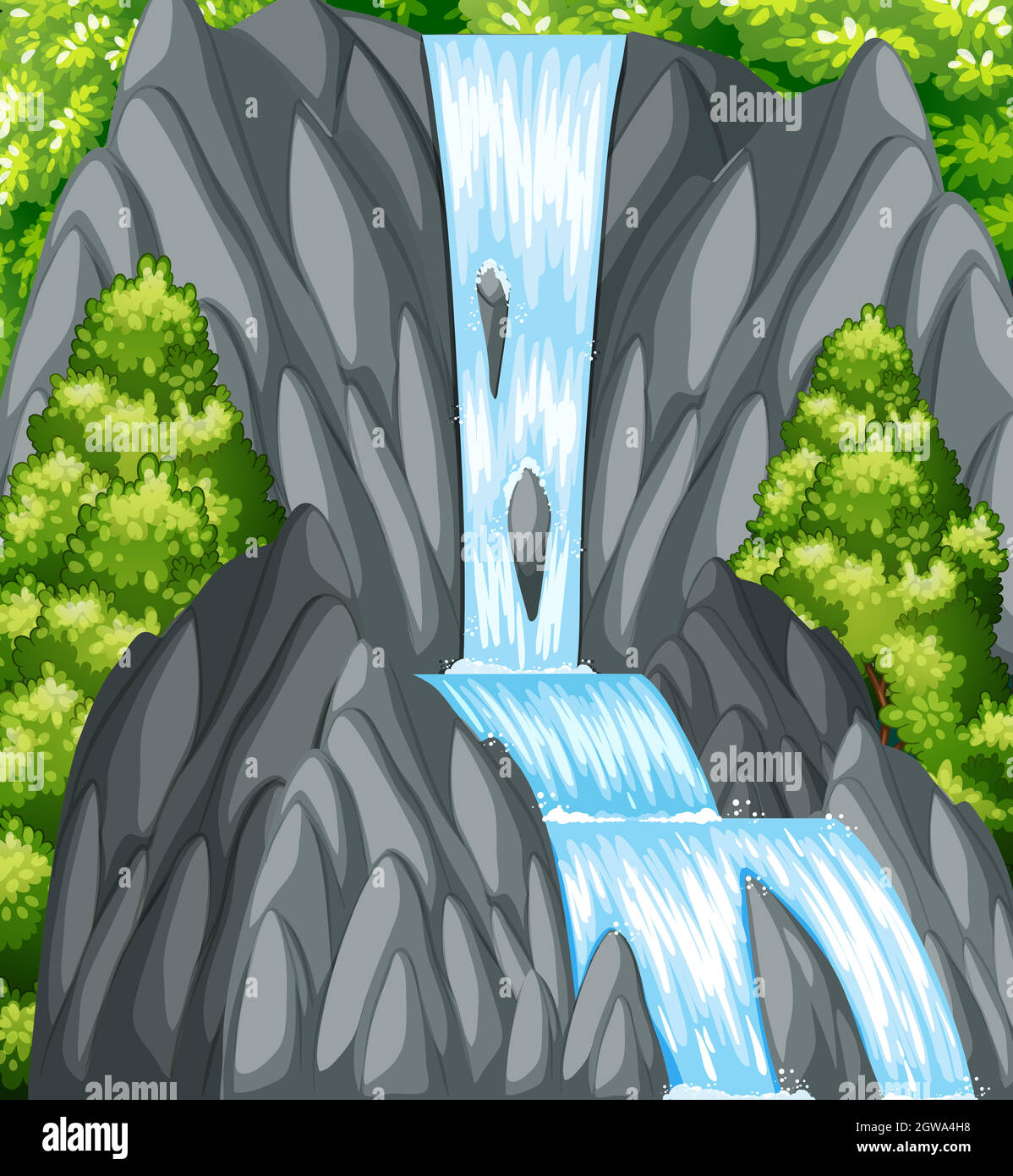 Background scene with waterfall and trees Stock Vector Image & Art - Alamy