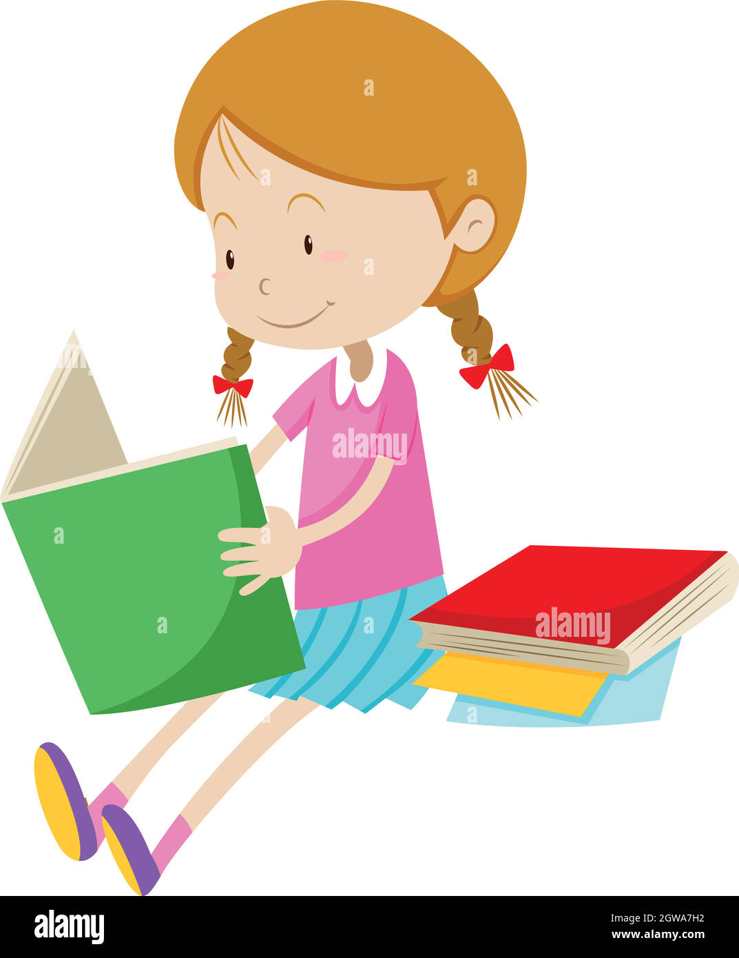 Girl with books Stock Vector Images - Alamy