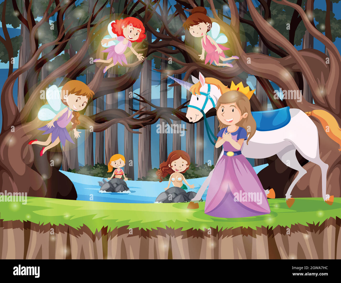 Princess in the fantasy land Stock Vector