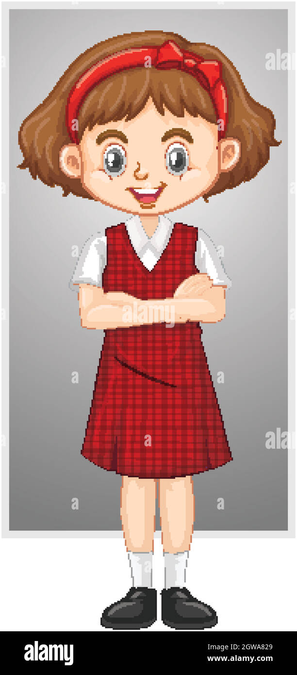 Happy girl in red uniform Stock Vector