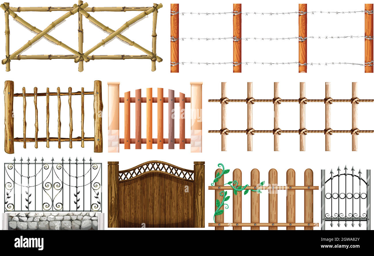 Different designs of fence Stock Vector
