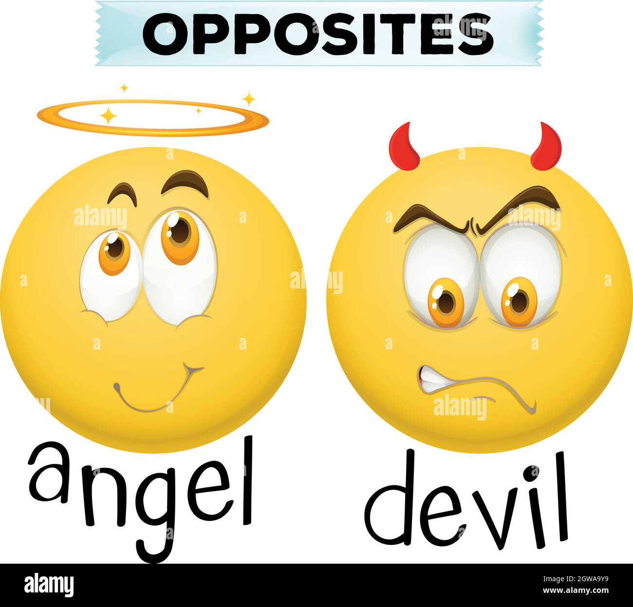 Opposite character for angel and devil Stock Vector