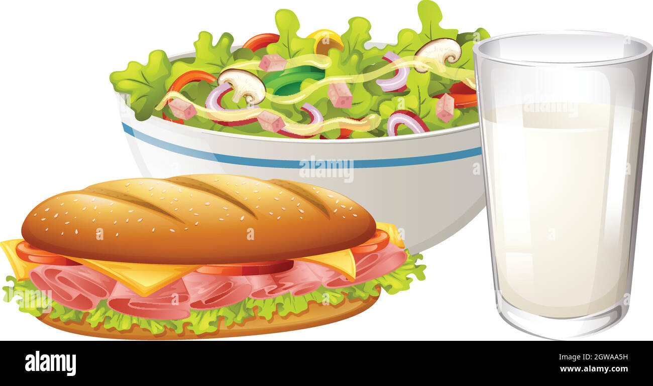 Set menu with sandwich and salad Stock Vector Image & Art Alamy