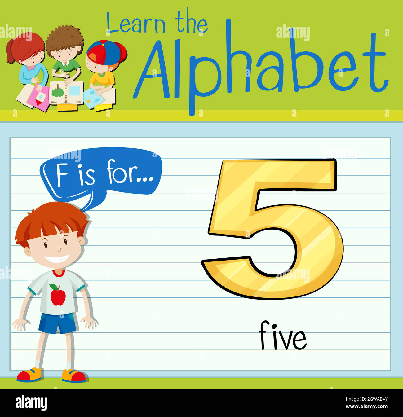 Flashcard letter F is for five Stock Vector Image & Art - Alamy