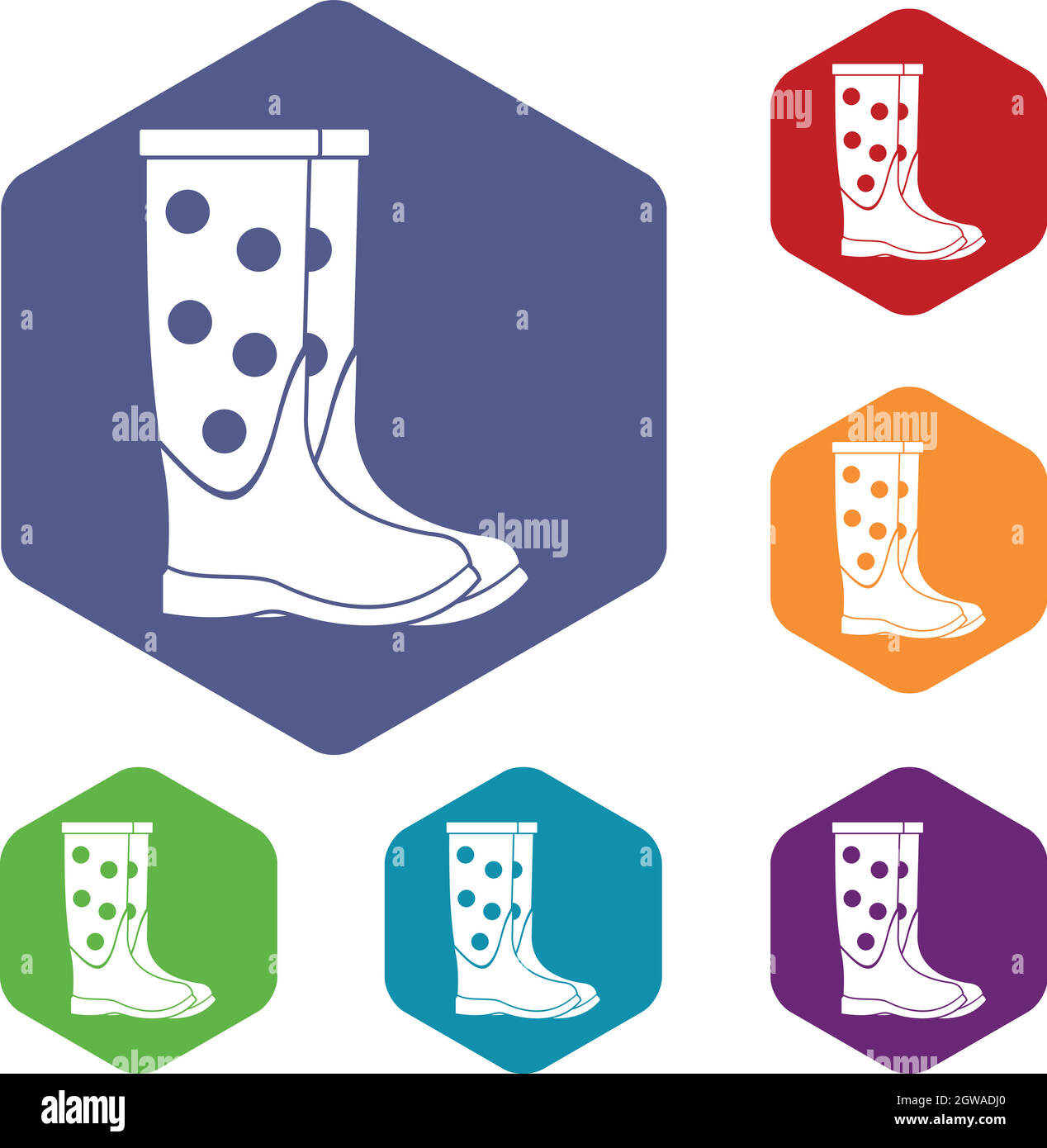Rubber boots icons set Stock Vector