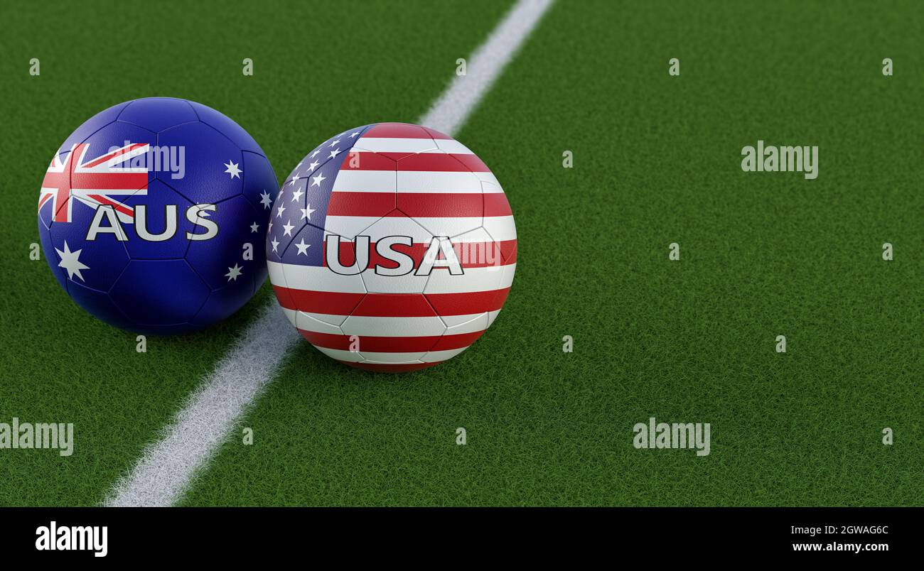 USA vs. Australia Soccer Match Leather balls in USA and Australia