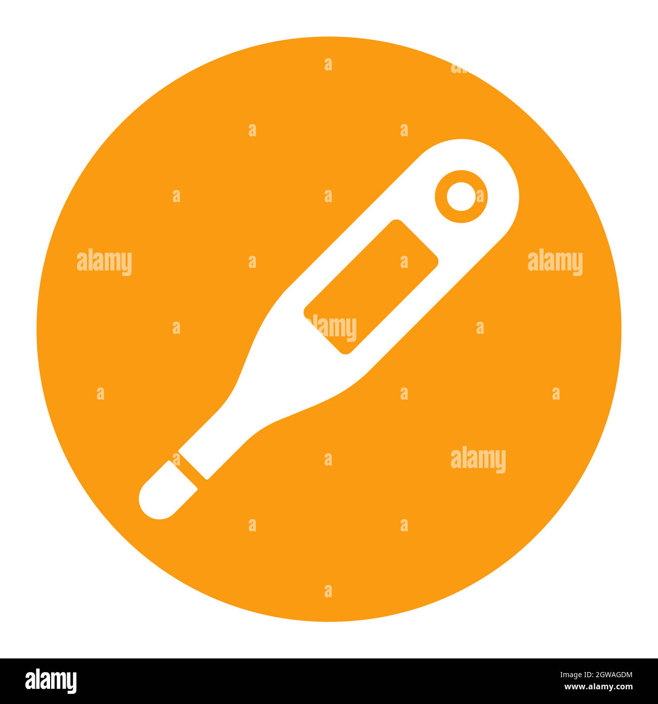 Electronic medical thermometer vector white glyph icon Stock Vector