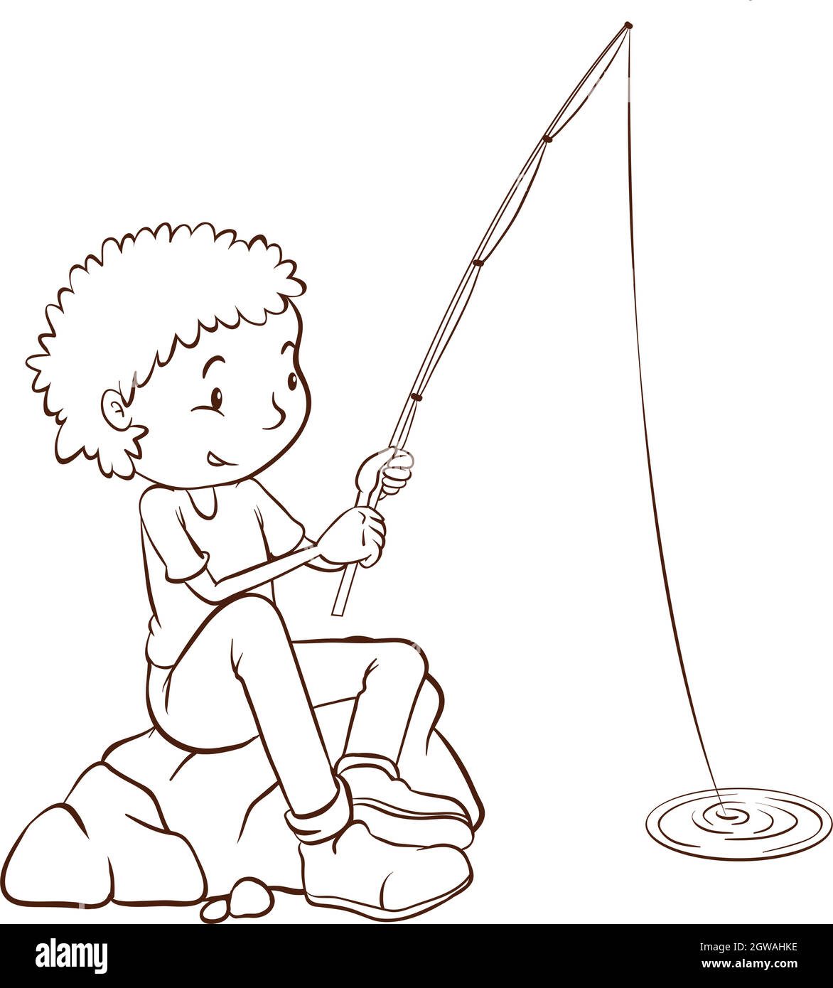 Boy with fishing rod Cut Out Stock Images & Pictures - Alamy