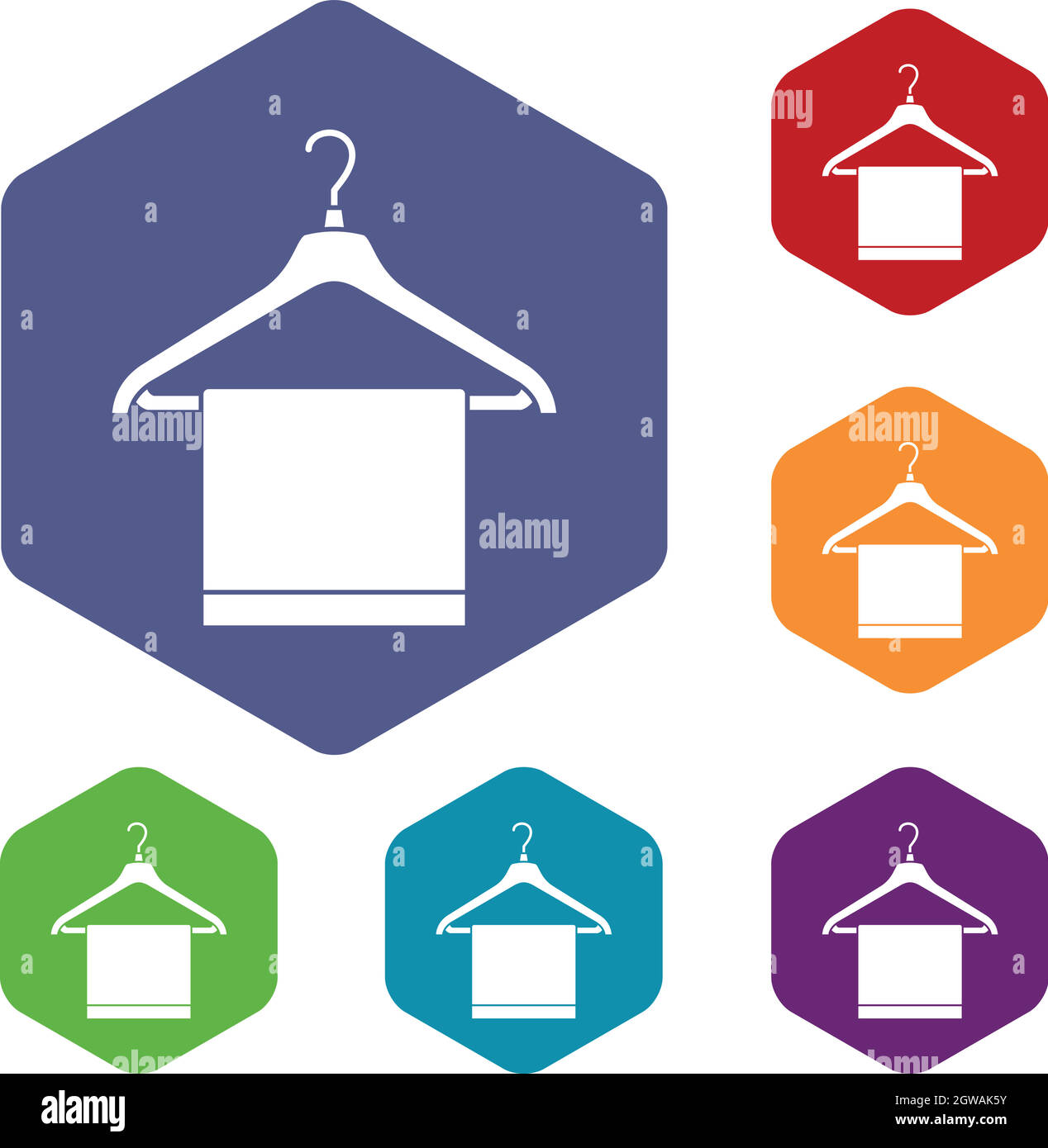 Hanger with cloth icons set Stock Vector