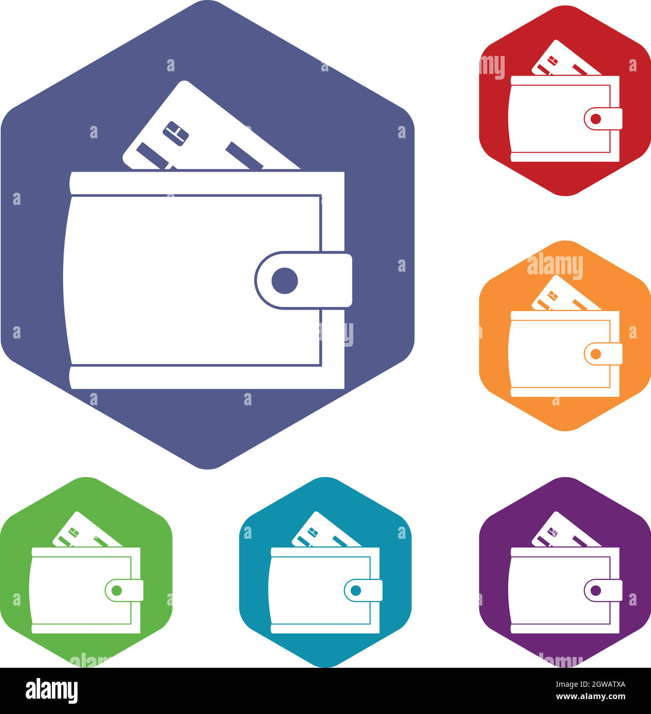 Wallet with credit card and cash icons set Stock Vector Image & Art - Alamy