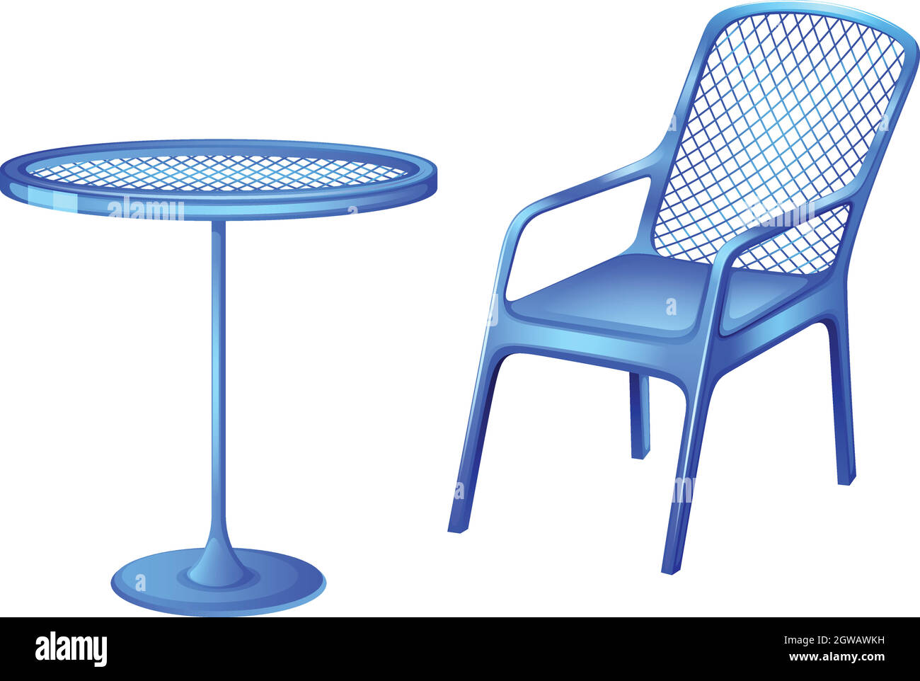 A blue table and chair Stock Vector
