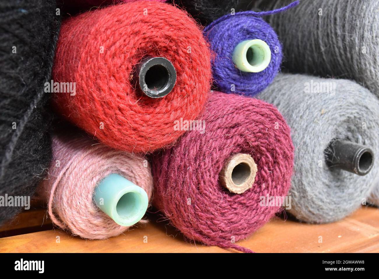 Various Colors And Textures Of Wool Stock Photo