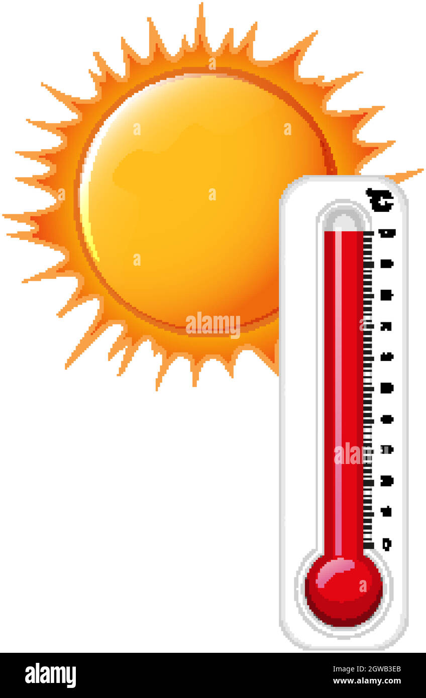 Thermometer and hot sun Stock Vector