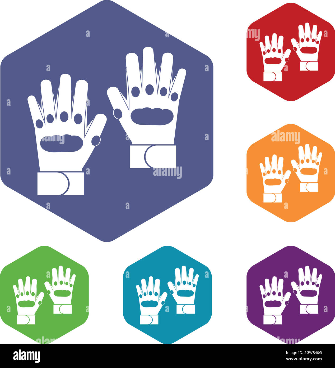 Pair of paintball gloves icons set Stock Vector